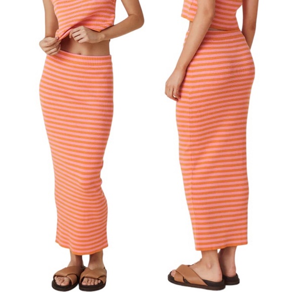 SPELL Calypso Knit Striped Midi Skirt (Only) SUNRISE...